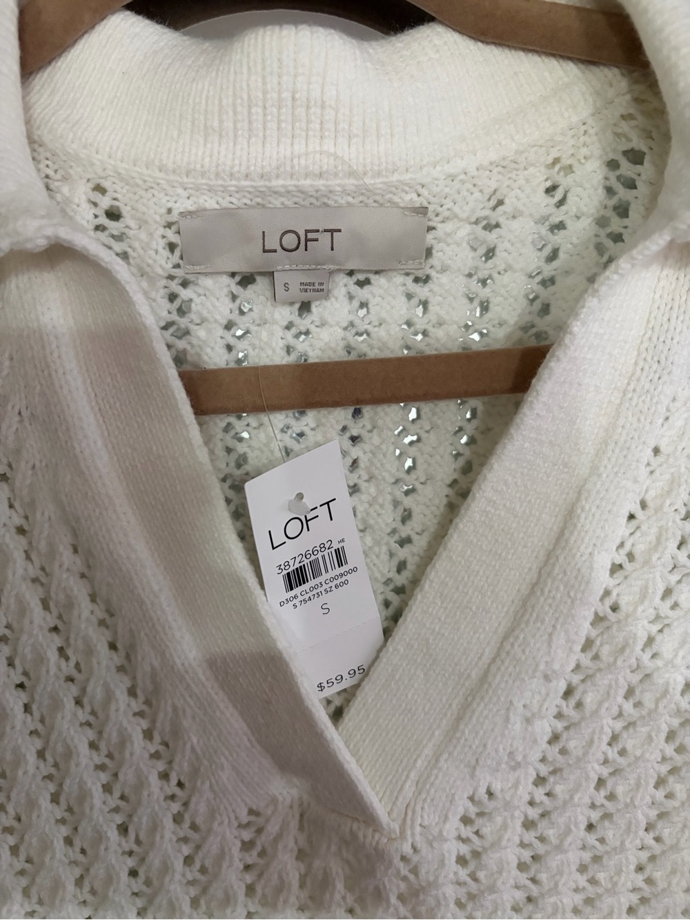 NWT loft collared white short sleeve sweater top - Picture 3 of 5